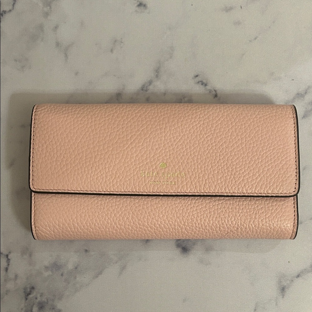Kate Spade Southport Ave Blush Pebbled Leather Large Wallet